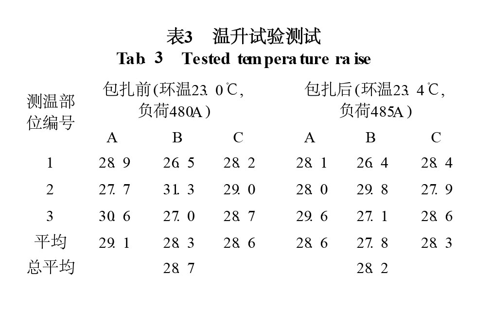 表3 温升试验测试